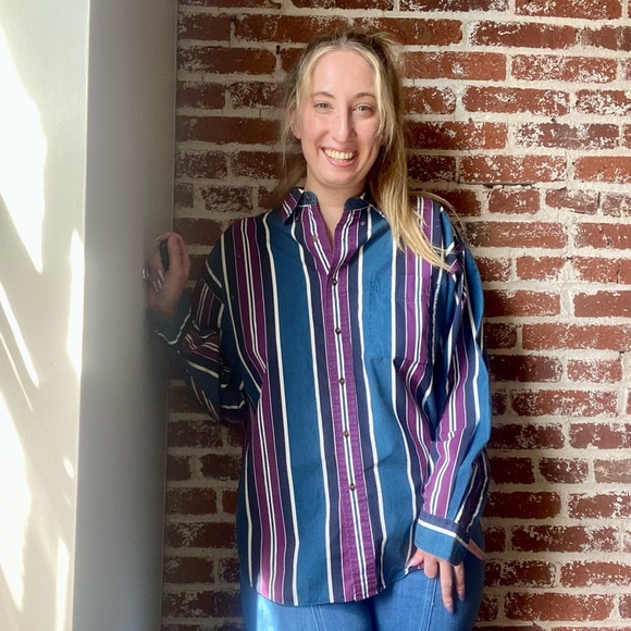 90s men’s striped button down - Picture 5 of 8